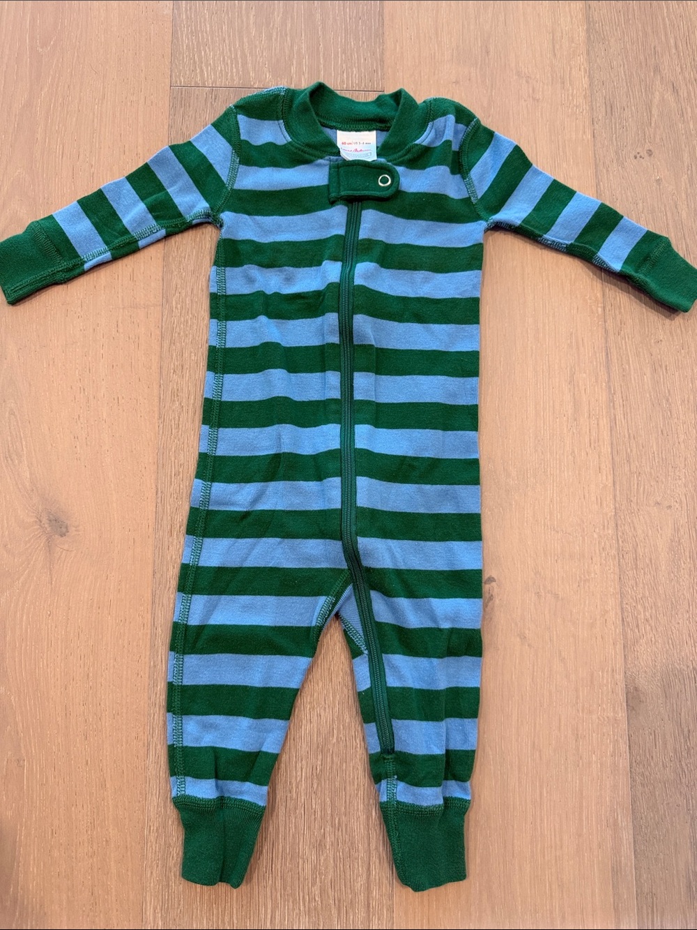Hanna Andersson Green & Blue Striped Zip-Up One-Piece